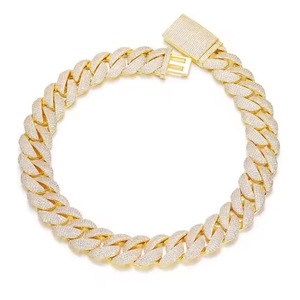 Trendy Unisex Luxury Yellow <b>Gold</b> Cuban Link Chain D Color VVS Studded Diamond <b>Tester</b> Check Moissanite for Wedding - Product Image 3