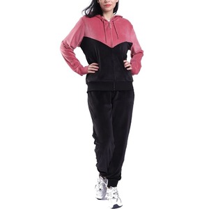 Ensemble de survêtement en velours pour femmes, à capuche, manches longues, couleur contrastée, tenue de jogging décontractée avec poches latérales, vêtements d'automne - Product Image 6
