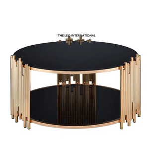 Table basse au design admirable finition or rose avec plateau en verre transparent pour restaurants et mobilier de café - Product Image 6