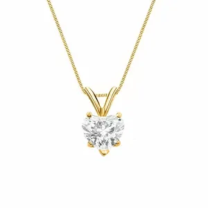 Collier pendentif en diamant cultivé en laboratoire de 1 carat, or jaune 14 carats, E/VS IGI - Product Image 3
