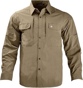 เสื้อเชิ้ตแทคติคอลคุณภาพสูงสำหรับผู้ชาย ระบายอากาศได้ดี แห้งเร็ว แขนยาว ป้องกันแสงแดด เหมาะสำหรับกิจกรรมกลางแจ้ง น้ำหนักเบา ติดกระดุม - Product Image 1