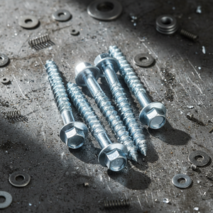 Tornillo de Rosca Gruesa para Madera con Cabeza Hexagonal Externa de Acero al Carbono de Alta Resistencia Clase 4, Métrico/Pulgadas, Chapado en Zinc Blanco/Amarillo PDC - Product Image 1