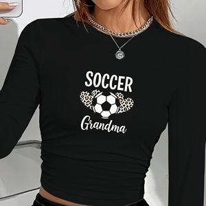 เสื้อแฟชั่นแขนยาวสำหรับผู้หญิงพิมพ์ลายหัวใจลูกบอลฟุตบอล - Product Image 1