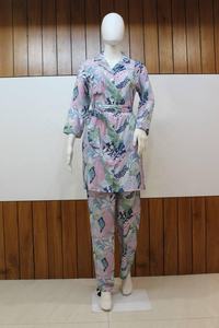 Trendy All Seasons Two-Piece <b>Women's</b> <b>Cord</b> Set with Print Collar <b>Shirt</b> and Wide-Leg Pants Heavy Muslin Quick Dry - Product Image 6