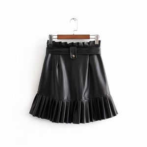 Service OEM, prix de gros, jupes mini pour femmes confortables et respirantes, couleur unie personnalisée, cuir véritable, respectueux de l'environnement - Product Image 1