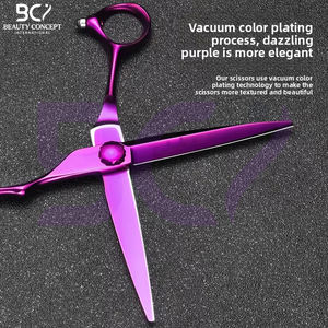 Tijeras de Peluquería Profesionales Color Morado Sólido, Venta al Por Mayor, Precio de Fábrica OEM, Herramientas de Peluquería de Acero Inoxidable - Product Image 4