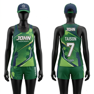 ชุดแฮนด์บอลชายหาด โพลีเอสเตอร์ผสมสแปนเด็กซ์ พรีเมียม 220 GSM สีเขียว-เหลือง ดีไซน์ลายแผง  แบบซับลิเมชั่น  โลโก้สั่งทำได้  ชุดสำหรับผู้หญิง - Product Image 4