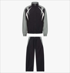Ensemble de survêtement pour homme de haute qualité, couleur contrastée, col montant, veste zippée, pantalon, style sportif, vêtements d'automne, polyester tricoté - Product Image 5