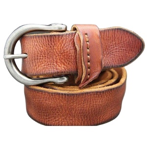 Ceinture en cuir de vache naturel, prix d'usine, boucle en acier inoxydable, style rétro fait main, pour homme, imperméable, largeur 38 cm, usage quotidien - Product Image 1