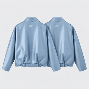 Light Blue Polyester Long V-neck Double Breasted Casual Solid Color Women's <b>Trench</b> Jacket <b>Waterproof</b> - Product Image 2