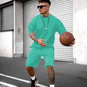 Wholesale <b>Men's</b> Apparel Set Sweatsuits Twin Set Summer <b>Men</b> T <b>Shirt</b> And Shorts Set - Product Image 2