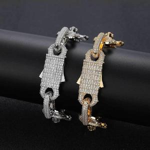 Luxury 14K <b>Solid</b> <b>Gold</b> <b>Gold</b> Plated Lab Grown Diamond Spike Cross Cuban Link Custom Unisex Hip Hop IGI Certified Bracelet - Product Image 2