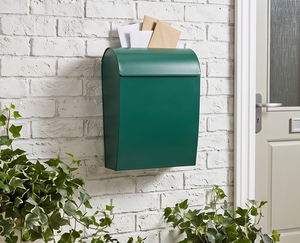 Buzón de pared metálico verde premium con recubrimiento en polvo, diseño de acceso frontal impermeable para almacenamiento de correo en exteriores. - Product Image 6