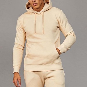 Survêtement à capuche beige pour homme, coupe classique, couleur unie, avec poches latérales, en coton respirant, idéal pour l'automne - Product Image 3