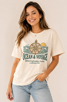 T-shirt imprimé respirant de haute qualité Ocean & Voyage, unisexe, 100% coton, col rond, manches courtes, vêtements décontractés d'été