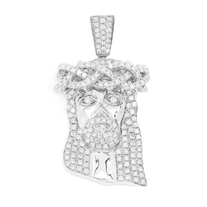 1.50ctw 14k Jaune Blanc Rond En Or Rose Diamant Jésus Pendentif Bijoux - Product Image 1