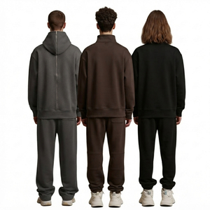 Sweat-shirt unisexe à demi-zip pour hommes et femmes, coupe ample oversize, en molleton bouclette, pull tendance pour l'hiver - Product Image 3