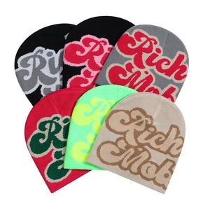 Bonnet personnalisé en gros, tricot jacquard avec lettres, chaud, style hip-hop - Product Image 1