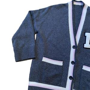 Cardigan en laine/acrylique tricoté haut de gamme bleu à col en V et manches longues pour femme, anti-boulochage, séchage rapide, style décontracté, boutonnage avant décontracté - Product Image 5