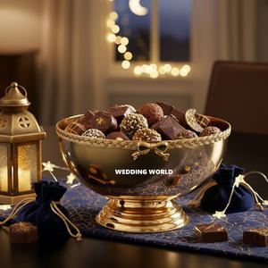 Bol à chocolat en acier inoxydable avec assiette, bol à bonbons de luxe tendance, forme ronde, décoration de table, nouveau bol à chocolat - Product Image 3