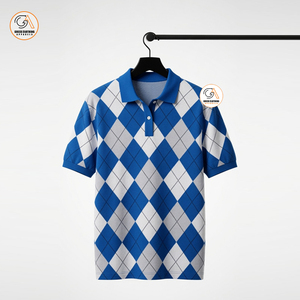 เสื้อเชิ้ตผู้ชายพิมพ์ลายดิจิทัล ผ้าทวิลคอตตอน 210 กรัม โลโก้ด้านหน้าแบบไม่ทอ ความยาวปกติ สีน้ำเงินขาว แขนสั้น มีกระเป๋า - Product Image 1