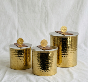 Hammered Brass <b>Kitchen</b> Canister Set Luxury Gold <b>Stainless</b> <b>Steel</b> Food Storage Jar Container for Tea Coffee Sugar Storage - Product Image 1