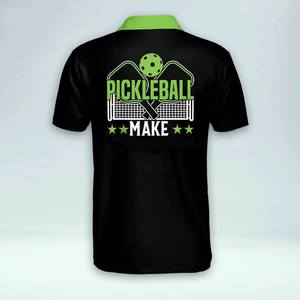 Pickleball Custom Make Shirt Black Green Collar Half Unisex Eco-Friendly Quick Dry <b>Sport</b> <b>Apparel</b> Printed Back Design All Seasons - Product Image 1