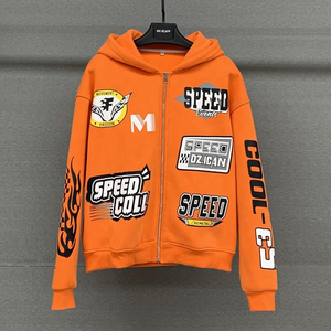Custom Logo Graphic Racing Patch Hoodie Heavyweight 100% Cotton Fleece Streetwear Apparel Manufacturer Factory OEM Supplier - Product Image 3