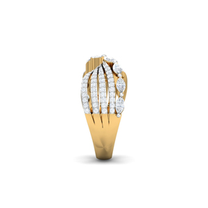 Luxury Yellow <b>Gold</b> <b>Cocktail</b> <b>Ring</b> With Round Brilliant Cut Diamonds Pave Setting For Women Engagement - Product Image 3