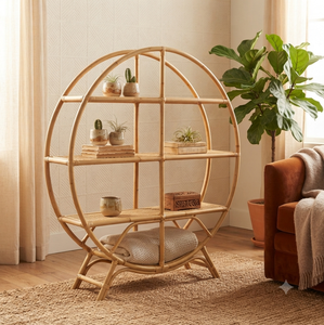 Handmade Natural Rattan Adjustable Display Shelf Traditional Style Decorative Storage Organizer for Living Room Hotel Home - Product Image 4