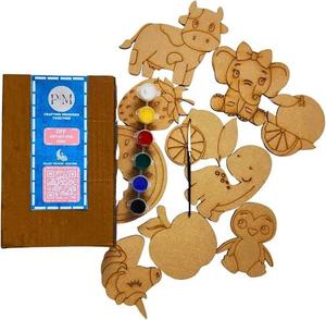 Juguete de madera MDF cortado con láser, diseño de dibujos animados, nuevo, para niños, juego interior, actividad de aprendizaje, ecológico, juego de 10 piezas. - Product Image 1