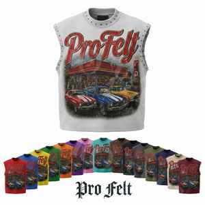 Plus Size Customized Round Neck Sleeveless Top Streetwear Custom Printed Whole Sale Punk Style Fashion Cotton Jersey T Shirt - Product Image 1