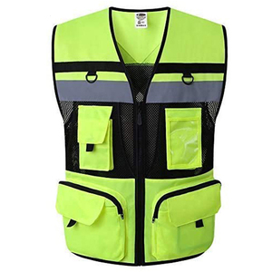 Gilet de sécurité haute visibilité multi-poches, vêtements de travail de construction, gilet utilitaire réfléchissant en maille pour la sécurité routière industrielle - Product Image 2
