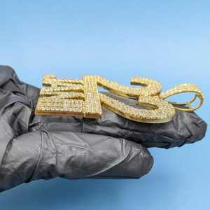 จี้เพชรโมอิสซาไนต์รูปตัวอักษรแบบหรูหรา เงินแท้ 925 สั่งทำได้ จี้ฮิปฮอป จี้ตัวอักษรนำโชค จี้เลขนำโชค - Product Image 4