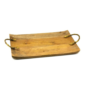 Vintage Design Wooden Handmade Serving <b>Tray</b> With Gold Accent For Kitchen And Dining Table Tea Coffee <b>Snacks</b> Serving <b>Tray</b> Platter - Product Image 5