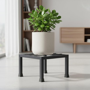 Support de plantes carré moderne en métal avec plateforme à lattes rectangulaire, support surélevé pour pots de fleurs pour plantes d'intérieur, balcon, jardin - Product Image 2
