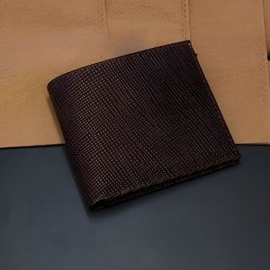 Saffiano Texture Men <b>Wallet</b> Dark Brown Leather Bifold Zipper Pocket Mesh ID Window Geometric Card Slot Classic <b>Cash</b> Compartment - Product Image 1