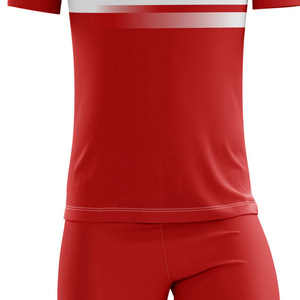 Ensemble de maillot de handball pour homme, rouge et blanc, à blocs de couleur, manches courtes, col rond, vêtements de sport, toutes saisons, 100% polyester, joueur - Product Image 6
