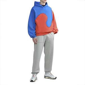 Sudadera con Capucha de Alta Calidad, Estilo Color Block con Parches en Contraste, Fabricada en Fábrica de Ropa, Felpa de Algodón Grueso de 600 g/m² - Product Image 4