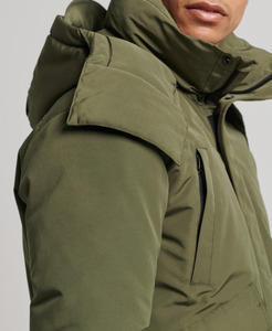 Chaqueta de Plumón Impermeable con Capucha y Cuello Alto Color Verde Oliva para Hombre - Product Image 6