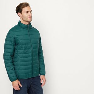 Veste matelassée pour homme, vert foncé, col montant, fermeture éclair, coupe-vent, hiver, décontractée, rembourrage en polyester, coupe régulière - Product Image 6