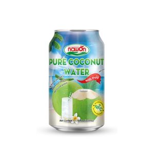 Young Coconut Drink With Pulp 330ml Canned Beverage OEM Supplier Natural Refreshing Drink Bulk Market Export - Product Image 4