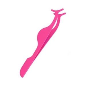 Pink Strip Eyelash <b>Applicator</b> Tool High Quality Lash Tech Tweezers Dolphin Shape Isolation Slim Head Precision Curved Tweezers - Product Image 3