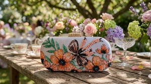 Pochette en velours brodée de perles tribales bohèmes pour femmes |   Mode artisanale décontractée pour mariage et fête |   Personnalisable Haute Qualité - Product Image 3