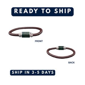 กำไลข้อมือเงินแท้ 925 รูปหกเหลี่ยมประดับหินบลัดสโตนธรรมชาติสำหรับทุกเพศ |   เครื่องประดับสั่งทำพิเศษแบบ OEM |   ขั้นต่ำ 1 ชิ้น - Product Image 3