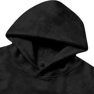 เสื้อฮู้ดดี้โอเวอร์ไซส์แบบขายส่ง ผ้าคอตตอนผสมเนื้อผ้าแบบแอซิดวอช ทรงพูลโอเวอร์ หนานุ่ม สไตล์เรโทร สีดำ มีฮู้ด รับสกรีนโลโก้ - Product Image 3
