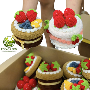 Handmade crochet <b>cake</b> <b>box</b> with lid, cute fruit topping design, perfect for kids toy storage, <b>gift</b> packaging and home decor - Product Image 2