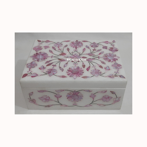 Handmade Floral Design Natural <b>White</b> Marble Mother Of Pearl Inlay Jewellery <b>Box</b> rectangular Shape Use For Home Decor And <b>Gifting</b> - Product Image 5