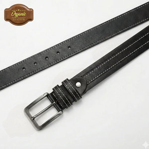 Ceinture en cuir pleine fleur 100 % avec surpiqûres contrastées blanches, design élégant et durable pour un usage quotidien - Product Image 2