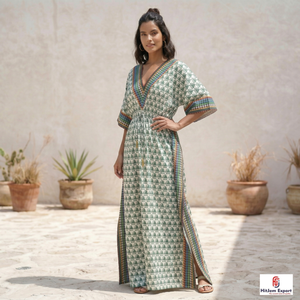 Custom Printed <b>Kaftan</b> Dress Women Loose Comfortable <b>Summer</b> Beach Wear Soft Fabric Trendy Style Bulk Supply - Product Image 3
